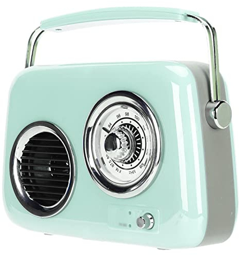 Retro -Radio -Lautsprecher Vintage -Stil Tragbarer HiFi -Stereo -Sound 5.0 FM Radio USB Aux -Eingabe für Party -ABS -Material Im Freien 233x194x88mm (Minzgrün)