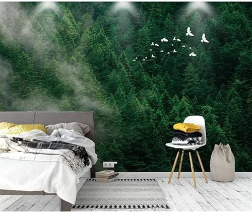 Fotomurale Woodlanda Verde Carta da Parati Albero Del Bosco 3D Fotomurali In Tessuto Non Tessuto 350x256 Decorazione Parete Camere da Letto Soggiorno Pareti Murale Poster Giganti a-2077