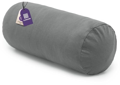 Luxoon Nackenrollenbezug mit Reißverschluss – Bezug für Nackenkissen, 100% Baumwolle, weich, waschbar und trocknergeeignet, 15x40 cm, Anthrazit