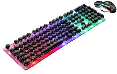 WUTIANBAO Keyboard And Mouse Set Desktop Wired Gaming Keyboard And Mouse Combo Rainbow Backlight Computer Set Ergonomic Design(Black)
