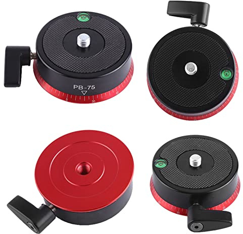 Tbest Professional Aluminum Alloy Panorama Ball Tripod Head with 360 Degree Rotation and Bubble Level for DSLR Cameras Bird Watching Black Red