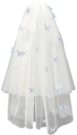 Xanorrg Layered Butterfly Hochzeitsschleier Mit Haarkamm Für Party Braut Hochzeit Kopfstück Tüll Für Verlobungs Schmetterling Schleier