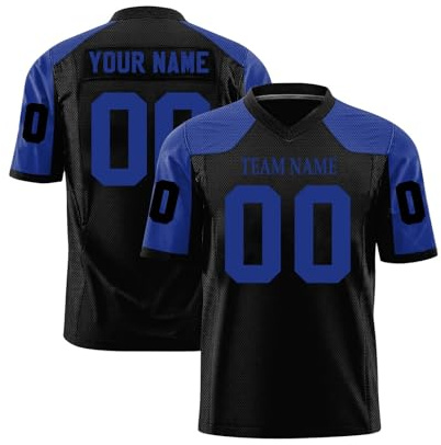 WEOPLKIN Maglietta T-Shirt Uomo Sportiva Personalizzata con Nome Numero, Magliette da Football Americano per Uomo/Donna/Bambini blu