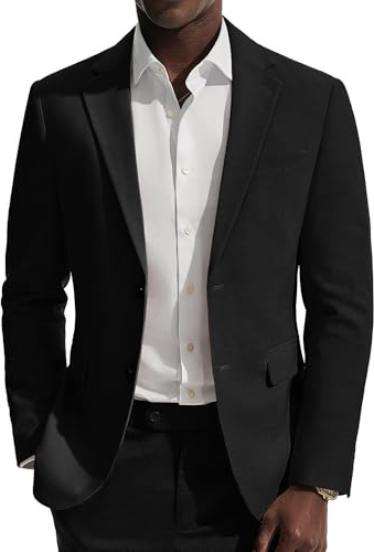PJ PAUL JONES Herrblazers smart casual 2 knappar linnejacka, Svart, XL