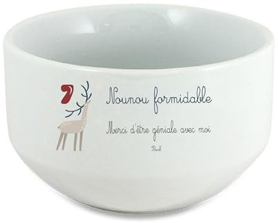 Générique Bol personnalisé texte 100% modifiable – Cadeau nounou, marraine, maître, ATSEM, mamie – Bol en céramique illustré – Cadeau de Noël