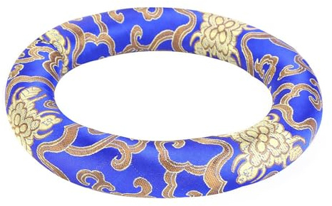 KIMISS Cojín para Cuenco Tibetano con Brocado de Seda, Meditación de 18 Cm para Cuencos de 7 a 10 Pulgadas, Diseño Elegante para una Mejor Calidad de Sonido (BLUE)