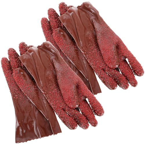 TEHAUX Heavy Duty Plumbing Gloves Reusable Drain Gloves Waterproof Work Gloves with Textured Anti-Slip Grip for Pipe Cleaning Sewer and Drainage Tasks 2 Pairs