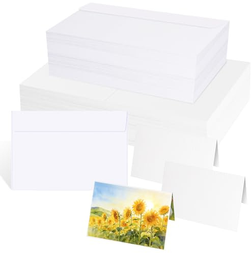 60 Set Aquarell Karten Blanko mit Umschlag, 10,2 x 15,2 cm | Blanko Karten zum Selbstgestalten Aquarellpapier Baumwolle 300g/m² für Wasserfarben, Malerei, Basteln