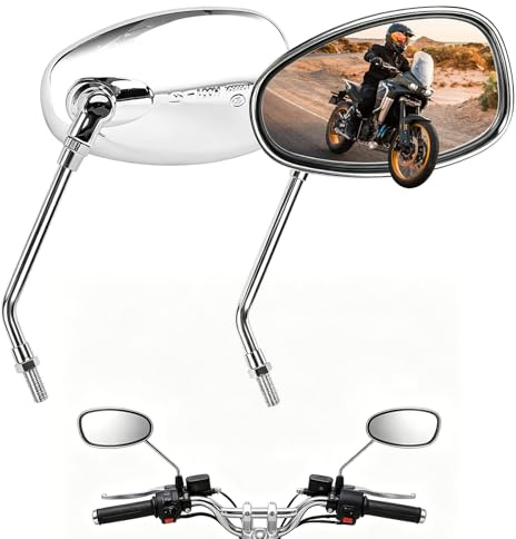 Espejo retrovisor universal para motocicleta, 10 mm, 8 mm, giratorio 360°, para scooter, Street Bike, Cruiser, Chopper, Sport Bike ATV