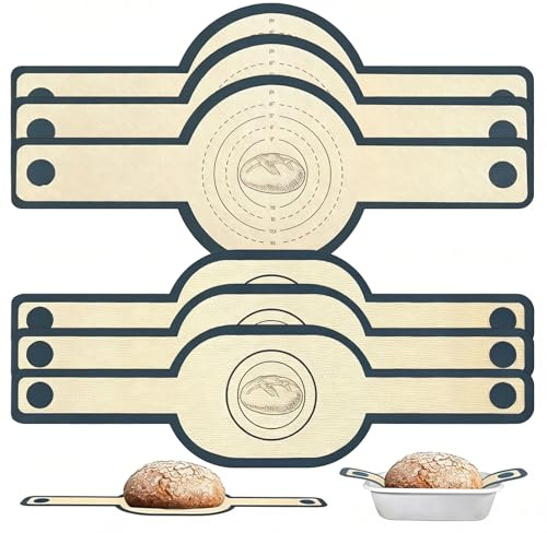 Silicone Bread Sling, 6PCS Sourdough Baking Mat, Long Handle | Food Grade Silicone, Non Stick, Heat Resistant, Reusable for Sourdough Baking, Dutch Oven, Bread Making