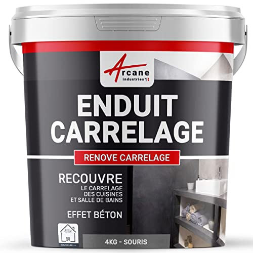Enduit carrelage, salle de bain, cuisine, mural et sol, recouvre et rénove, faïence, masquage, renove carrelage - 4 kg (environ 2,6 m²) Souris - ARCANE INDUSTRIES