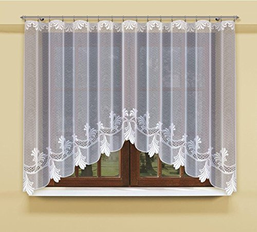Fertiggardine Jacquard weiß 130 x 300cm mit Kräuselband transparent Nr 207880/130
