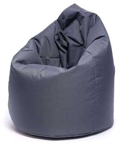 Ecopuf - Sako Pouf Sessel Outdoor - Sitzsack Kinderzimmer - Robuster Stoffsack - Entspannungssessel - Wohnungseinrichtung - Sessel Größe L - 70x110cm, Grau Nc16