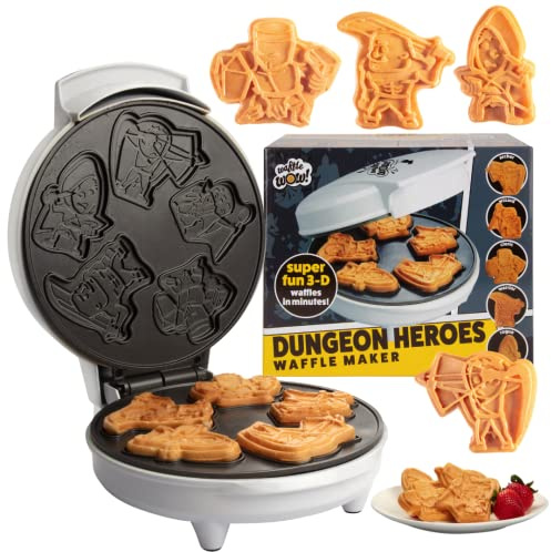 Dungeon Heroes Electric Mini Waffle Maker- Eat Wizards Fighters Clerics for Morning Breakfast Fun- Novelty Pancakes in Minutes, Non-Stick Fantasy Dragon for Tabletop Gamers- Great Waffler Novelty Gift