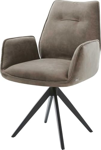 Polsterstuhl Zoa-Flex Kreuzgestell kantig Schwarz Mikrofaser Taupe Vintage | Taschenfederkern