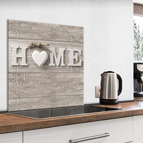 murando Glass Splashback for Kitchen Backsplash Cooker Protector Tempered Glass Decorative Wall Art Panel Heat Resistant Graphic 80x80 cm / 32x32 Home Wood m-B-0056-aq-a