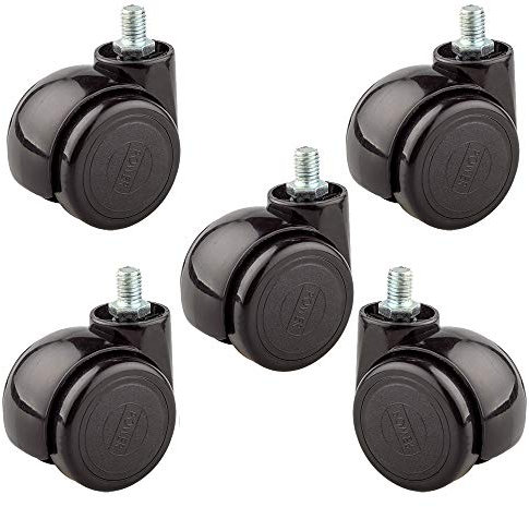 caster 50mm Doppelrollen Bürostuhlrollen 5er Set Hartbodenrollen Polyurethan Lenkrollen Mit Gewindestift Ohne Bremse Tragkraft 200kg