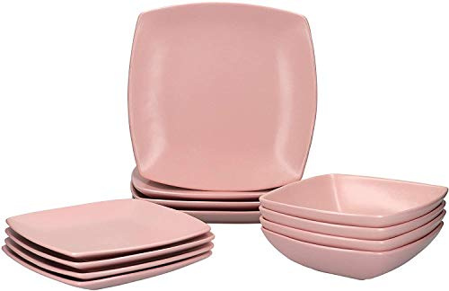 Creative Tops Square Dinner Set, Pink, 12 Piece Service for 4