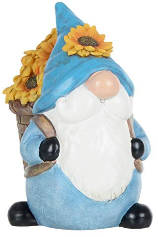 Garden Gnome Ornament Novelty Resin Standing Figure Patio Outdoor - Blue Hat