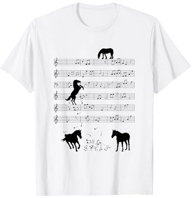 Musicien pour amoureux de la campagne Chevaux Note de musique T-Shirt