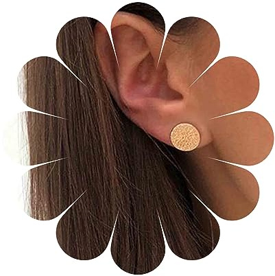 Yheakne Boho Orecchini a bottone con moneta a disco Orecchini a moneta martellata in oro Orecchini a cerchio piccolo Orecchini a bottone Orecchini geometrici minimalisti per regali per donne e ragazze