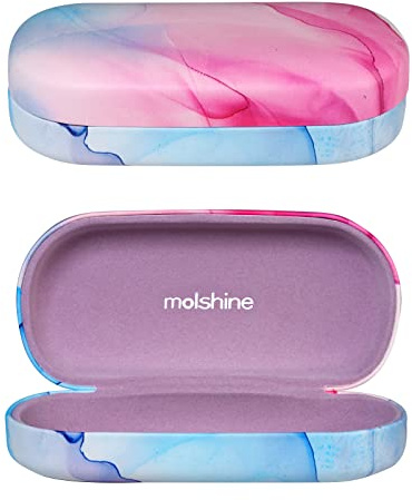 molshine Sonnenbrillen Etui aus Hartschalen Leder, klassisches großes Brillenetui für Damen und Herren, Sonnenbrillen
