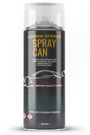 Xtremeauto Spray Paint Finish For Indoor And Outdoor Use Garden Cars Home Kitchen Bathroom Furniture Art Craft Bikes Radiators Metal Wood Plastic Glass UPVC Stone PVC RAL 6012 Black green