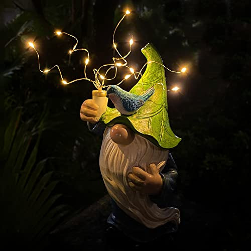 LEGIFO Garden Gnomes with Firework Solar Light Garden Decor for Outside, Outdoor Statues,Knomes Decor Outdoor for Yard Patio Lawn,Gnomes Gifts Decorations, Naughty Funny Gnomes (Firework Gnome)