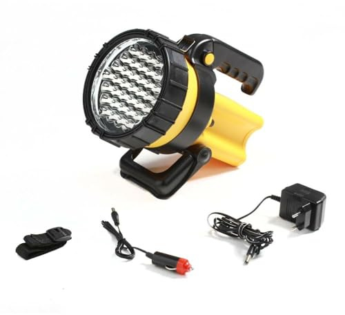 EURO VANADIUM Projecteur LED Rechargeable 37 LEDs, 180 lumens | Projecteur rechargeable 37 LEDs, 180 lumens, portée 200 m, autonomie 10 à 12 h, recharge secteur et allume-cigare 12V