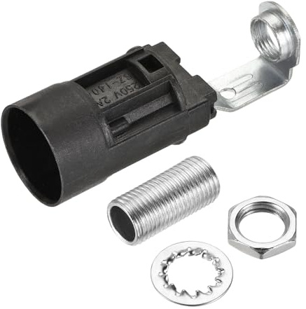 sourcing map E14 Bombilla Zócalo Plástico Lámpara Soporte Negro 23x65mm con M10 Roscado Lámpara Tubo Tuerca para Bombilla E14, Paquete de 6