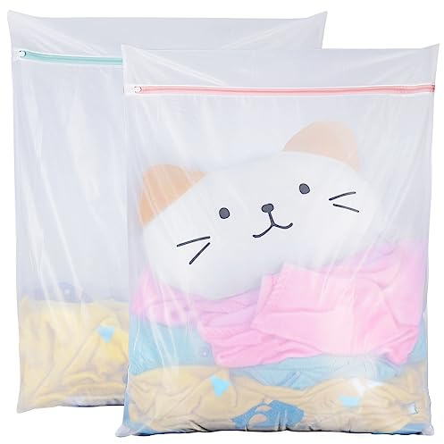 Large Mesh Laundry Bags, 2 Pack 35 in x 27 in Washable Fine Net Washing Machine Bags for Delicates, Blankets, Comforters, Bedding, Clothing, Toys, Pet Items