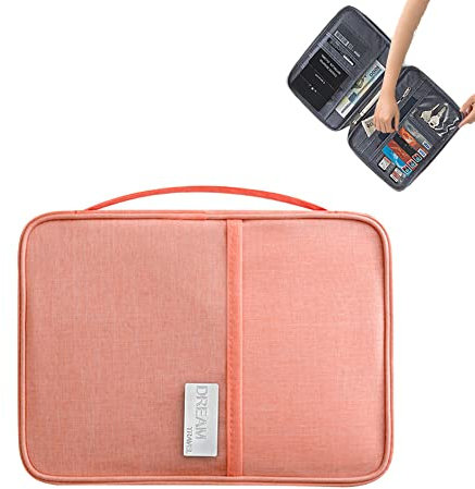 Duories Reisepass Tasche Familie Reisepasshülle,Herren Damen Tragbare Reisepass Schutzhülle Reiseorganizer Dokumententasche Passhülle Ausweistasche für Pass,Kreditkarten,Reisedokumente,Ausweis,Rosa L
