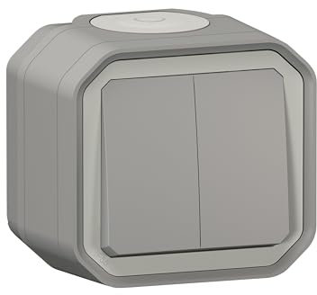 Double Interrupteur ou va et vient 3 fonctions LEGRAND étanche Plexo Gris 10A 250~ IP55 IK08 livré complet pour saillie