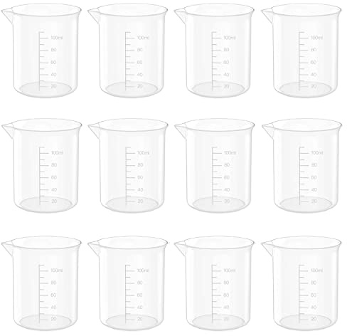 12 Pcs 3.4 Oz Transparent Experiment Measuring Cup | 100ml Plastic Beaker for Science Experiment, Measuring