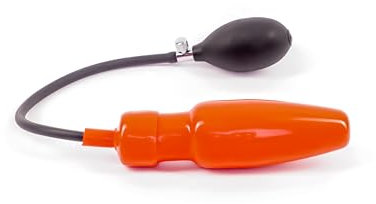 Rubberfashion Latex Analplug aufblasbar - aufblasbarer Anal Butt Plug Granate-Mini mit Pumpe für Frauen und Männer 18 x 5 cm Rot 0.8mm Fester Kern