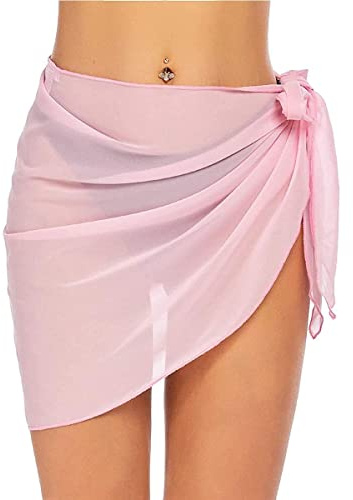 TBSCWYF Strandrock Sarong Damen Strand Wrap Groß Chiffon Strandrock mit Fransen Damen Strand Wrap Röcke Kurze Fransen Schürze Sarong Chiffon Bademode Cover Ups Sexy Bikini Wrap