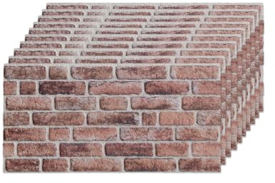 IZODEKOR Revestimiento de pared 3D de poliestireno, aspecto de piedra, para salpicadero de cocina, baño, balcón, dormitorio, salón y terraza, marrón oscuro y terracota (Honigkaffee) (10 paneles)