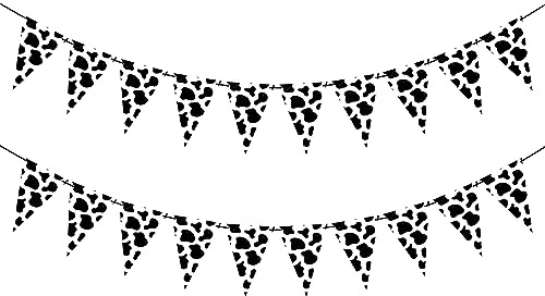VILIFEVER 2 Stück Kuh Druck Banner Flaggen für Bauernhof Thema Geburtstag Party Dekorationen, Kuh Bauernhof Tier Scheune Party Supplies für Kinder Geburtstag Party, vorbespannt