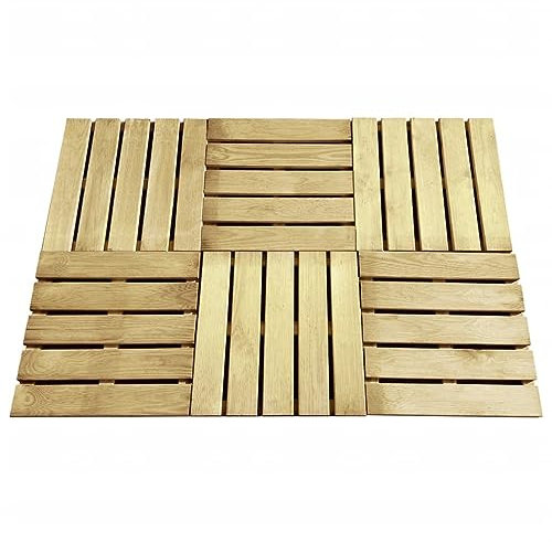 Homgoday Terrassenfliesen für Terrassen, 6 Stück, 50 x 50 cm, aus grünem Holz, für den Garten, Terrasse
