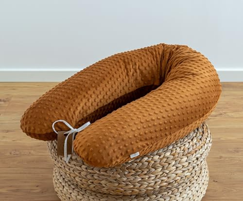 LOOLAY Coussin de Grossesse - Coussin d'allaitement 190 cm - Coussin pour Sommeil latéral 100% Minky - avec Housse Amovible - Coussin Ergonomique de Grossesse pour Dormir (Marron)