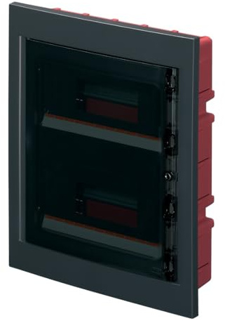 Centralino ad incasso, 24 (2x12) moduli, con morsettiera 6x10mm, nero, IP40, sportello in policarbonato fume' - Elettrocanali EC63024NE