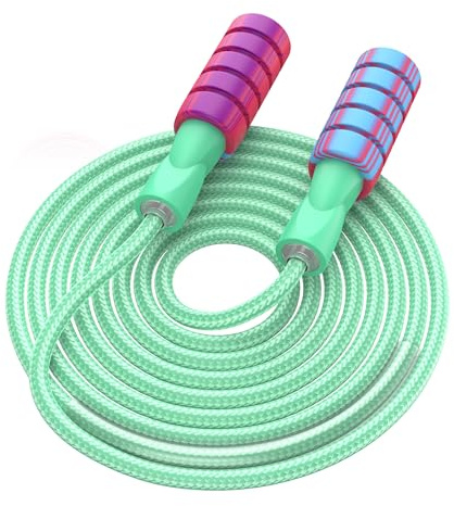 Skipping Rope for Adults, Adjustable Weighted Jump Rope with Foam Handle, 3M Jumping Rope for Men Women Fitness Exercise Outdoor Activities (Green)