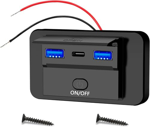 CMANLNYK 12V USB Socket Campervan - 66W 3-Port USB Car Charger Socket with Dual Quick Charge 3.0 & PD for Cars, RV, Boats, Marine, Motorcycle, Truck