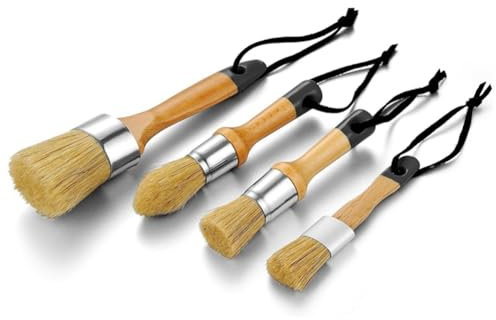 Chalk Brush for Furniture, Round Brush Set, Wax Brush, Stencil Brush, 1 Oval Brush and 3 Round Brushes, , Easy to Use