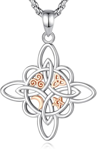 EUDORA Harmony Ball Collana con Nodo da Strega in Argento Sterling 925 per Donna, Ciondolo Originale Nudo de Bruja Plata 925, Amuletos de Proteccion de Brujeria Regalo di gioielli Wiccan, 22