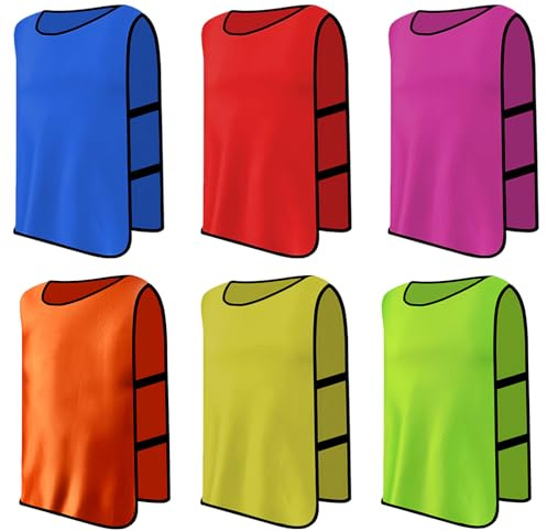 PTJJXA 6 Stück Leibchen Fußball Set, Sports Mesh Bibs, Trainingsleibchen Basketball, Sport Trikot Leibche für Erwachsene, Leibchen Mesh Weste für Training, Trainingsleibchen für Herren Damen