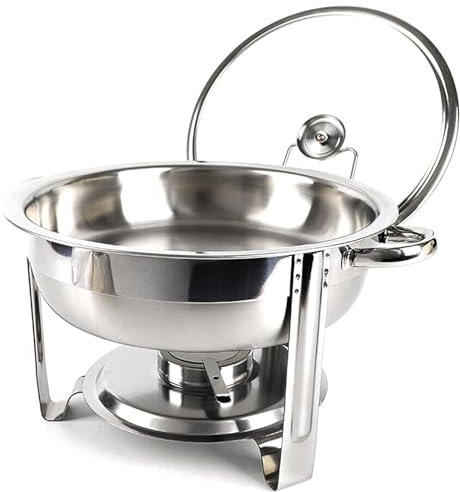 Juego de platos de acero inoxidable para bufé, calentador de caldera antiquemaduras con asa para eventos de catering, calentadores de alimentos de combustible sólido