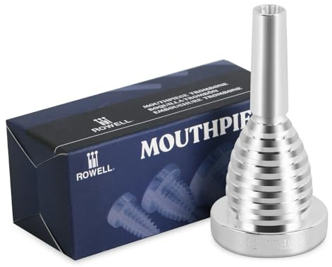 ROWELL 51D Silver Trombone Mouthpiece - Brass, Compatible with Beginners and Professionals, Modern Style, B Flat Instrument