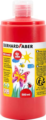 EBERHARD FABER 574921 - Transparentmalfarbe EFA Cromix rot, 500 ml, nicht mischbare Bastelfarbe für Kinder