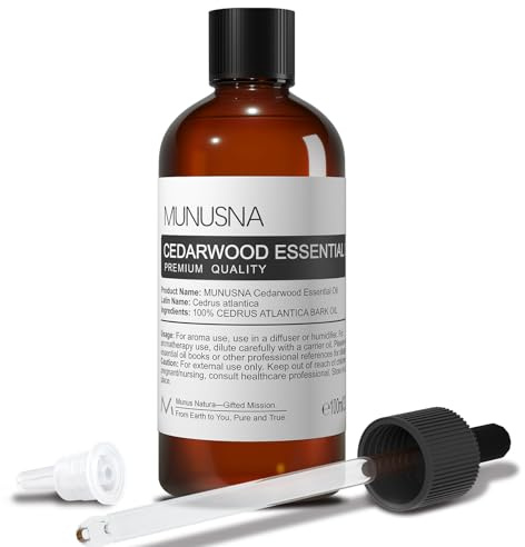 Cedarwood Essential Oil, MUNUSNA Pure and Natural Cedarwood Oils for Spray Home Diffuser Skin Aromatherapy Candle and Soap Making